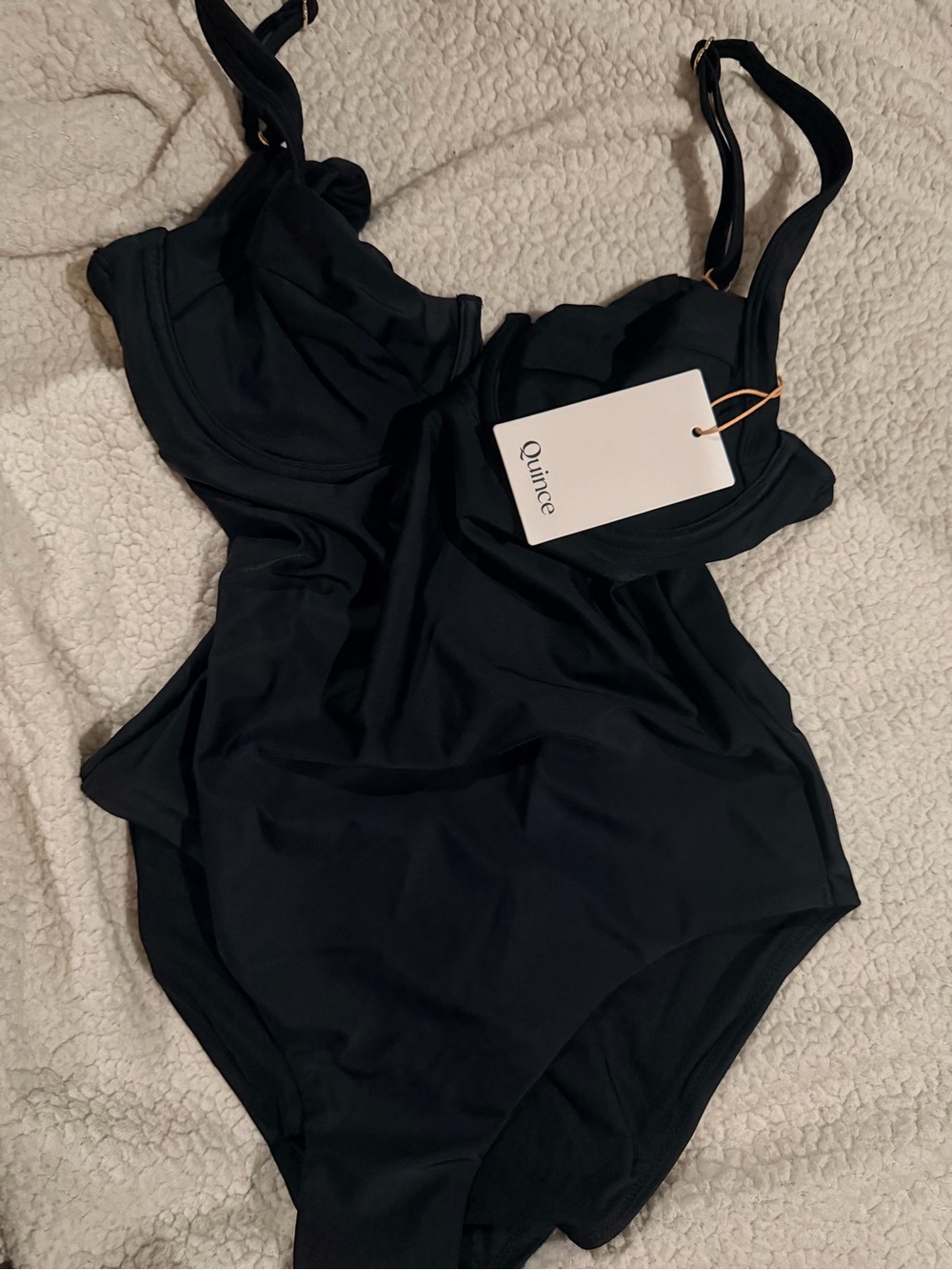 Quince Black One-Piece Underwire Swim Suit